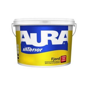 Влагостойкая краска для стен и потолков "AURA FJORD 0,9л", тонируется по ESKAROCOLOR